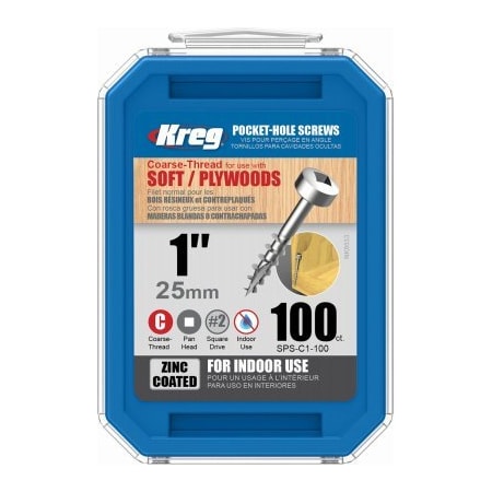 Kreg 100PK 1 Pock Screws SPS-C1-100